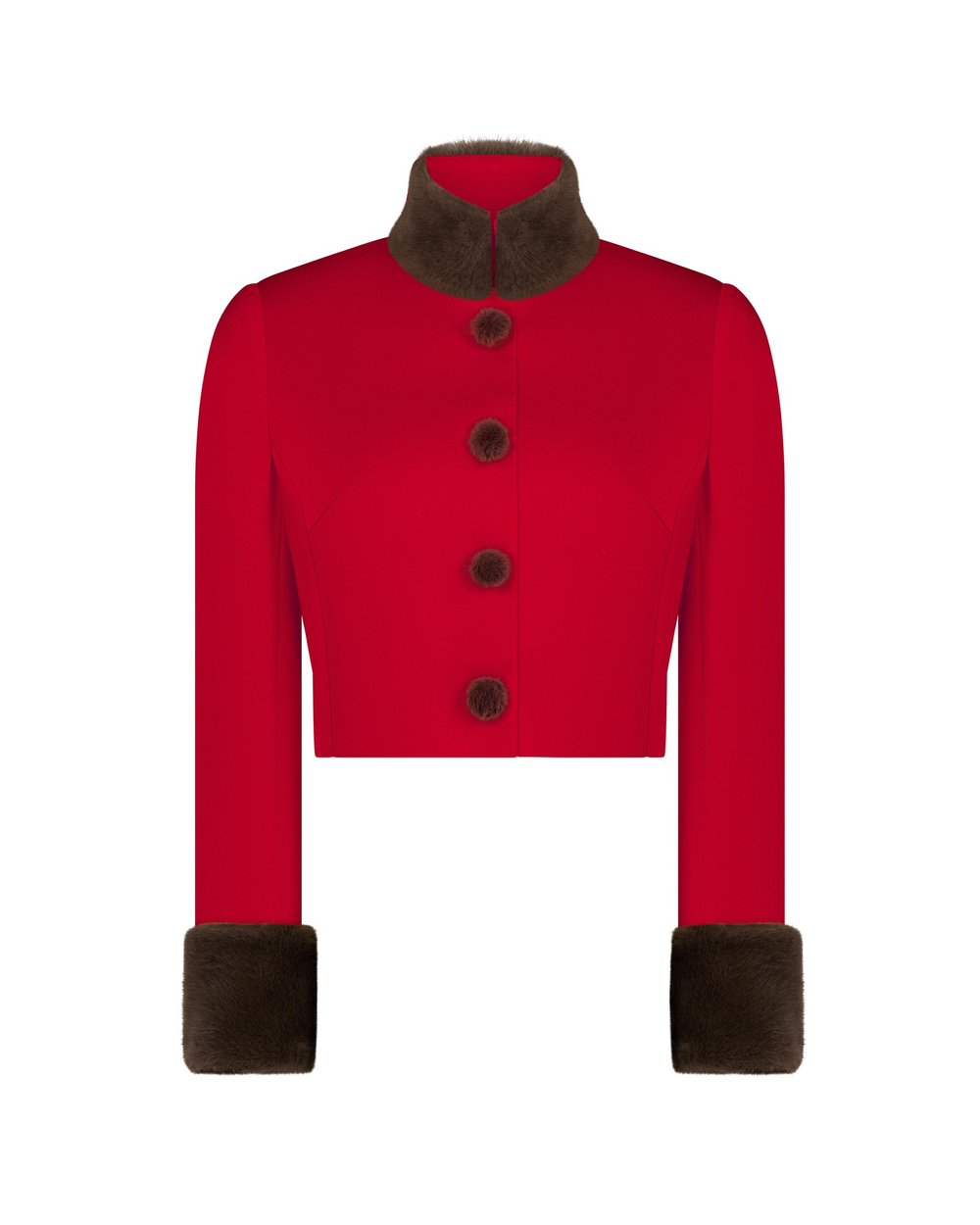 Жакет прямой с меховой отделкой