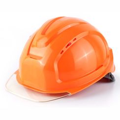 Каска Росомз СОМЗ-80 Абсолют Престиж RAPID,  защитная, оранжевая, серый прозрачный козырёк, арт. 783714