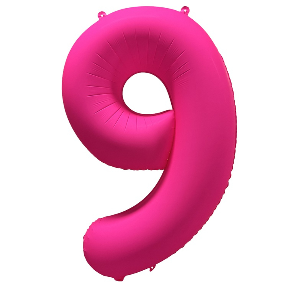 Шар фольгированный Цифра 9 101 см (Фуксия)