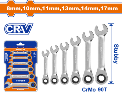 Набор комбинированных ключей с храповиком 6 шт (12/48) WADFOW WSP6406