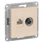 ATLASDESIGN РОЗЕТКА двойная ТВ + компьютерная RJ45, кат. 5Е, БЕЖЕВЫЙ