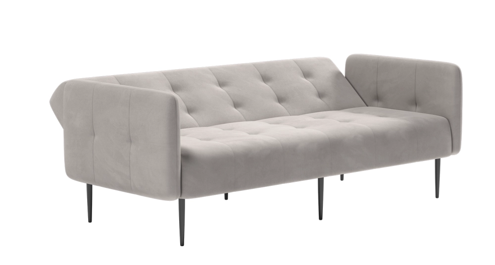 Monaco диван-кровать прямой с подлокотниками, трехместный, велюр серый Velutto 52