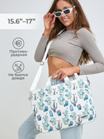 Сумка для ноутбука 15,6" и 17" с ремнем на плечо и большим карманом спереди (Кактус)