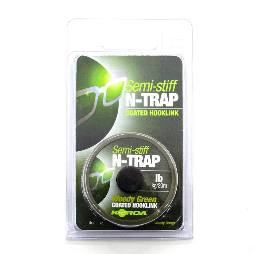 KORDA Поводковый материал N-Trap Semi-stiff 15lb Weedy Green