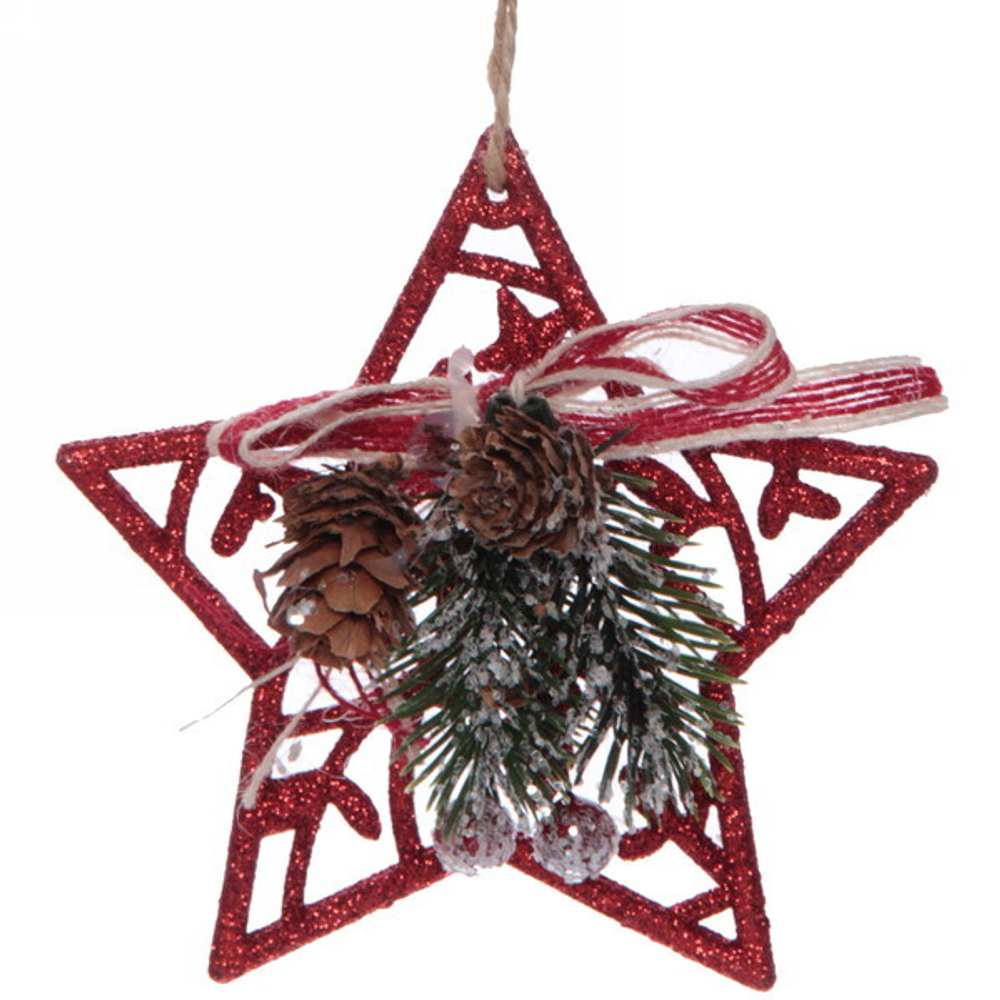 Подвеска елочная БЛЕСК «Звезда» 11,5 см, Красный