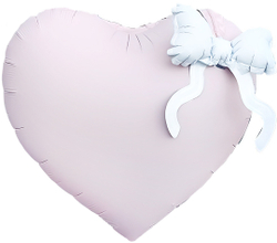 Нежно-розовое сердце с гелием с бантиком в виде шарика