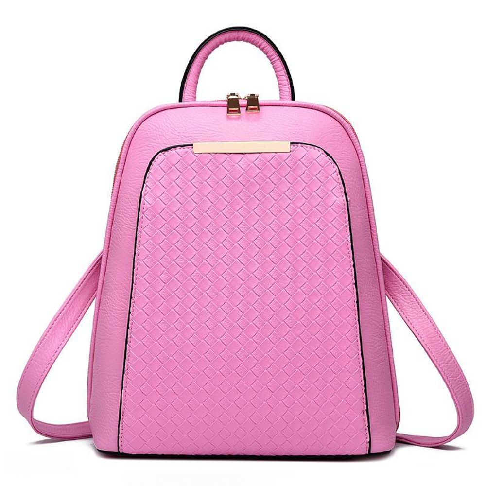 Средний стильный женский повседневный рюкзак розового цвета из экокожи Dublecity 7288 Pink