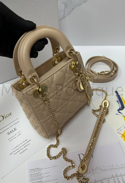 Женская сумка Lady Dior My ABC квадратная бежевого цвета