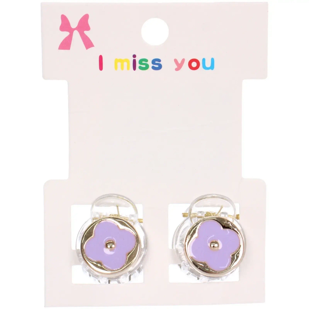 Заколки – крабики для волос 2шт на блистере «ТАРТИ ТАН», сирень, цвет как на фото, 2см (пакет с подвесом)