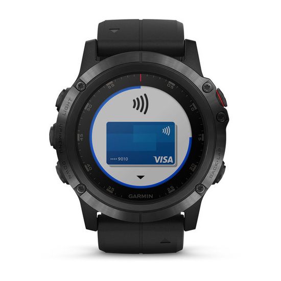 Мужские мультиспортивные часы Garmin Fenix 5X Plus Sapphire - черные с черным ремешком 010-01989-01