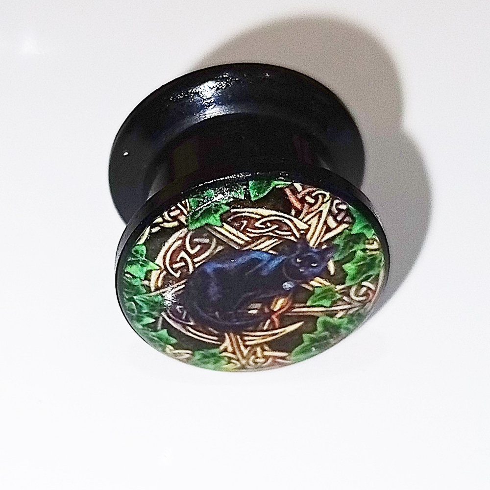Плаги "Черный кот" для пирсинга ушей (диаметр 12 мм) 1 штука. Материал: акрил.