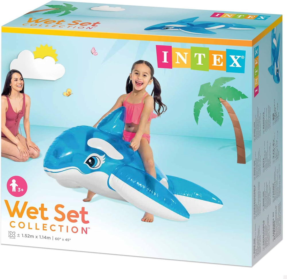 Надувной плотик наездник Касатка Intex 58523 152х114 см от 3 лет до 40 кг с ручками