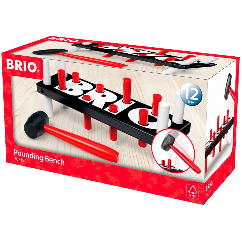 Стучалка BRIO 30515 деревянная моторная игрушка с молоточком 10 деталей от 12 месяцев — фото 1