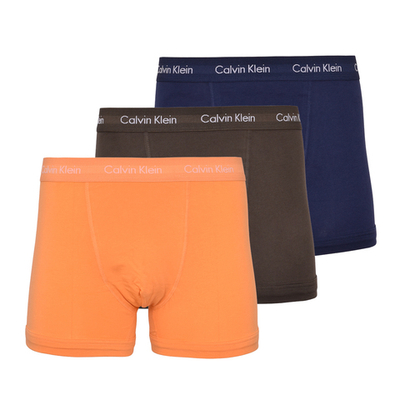 Мужские боксеры спортивные Calvin Klein Cotton Stretch Trunk 3P - orange/blue shadow/process green