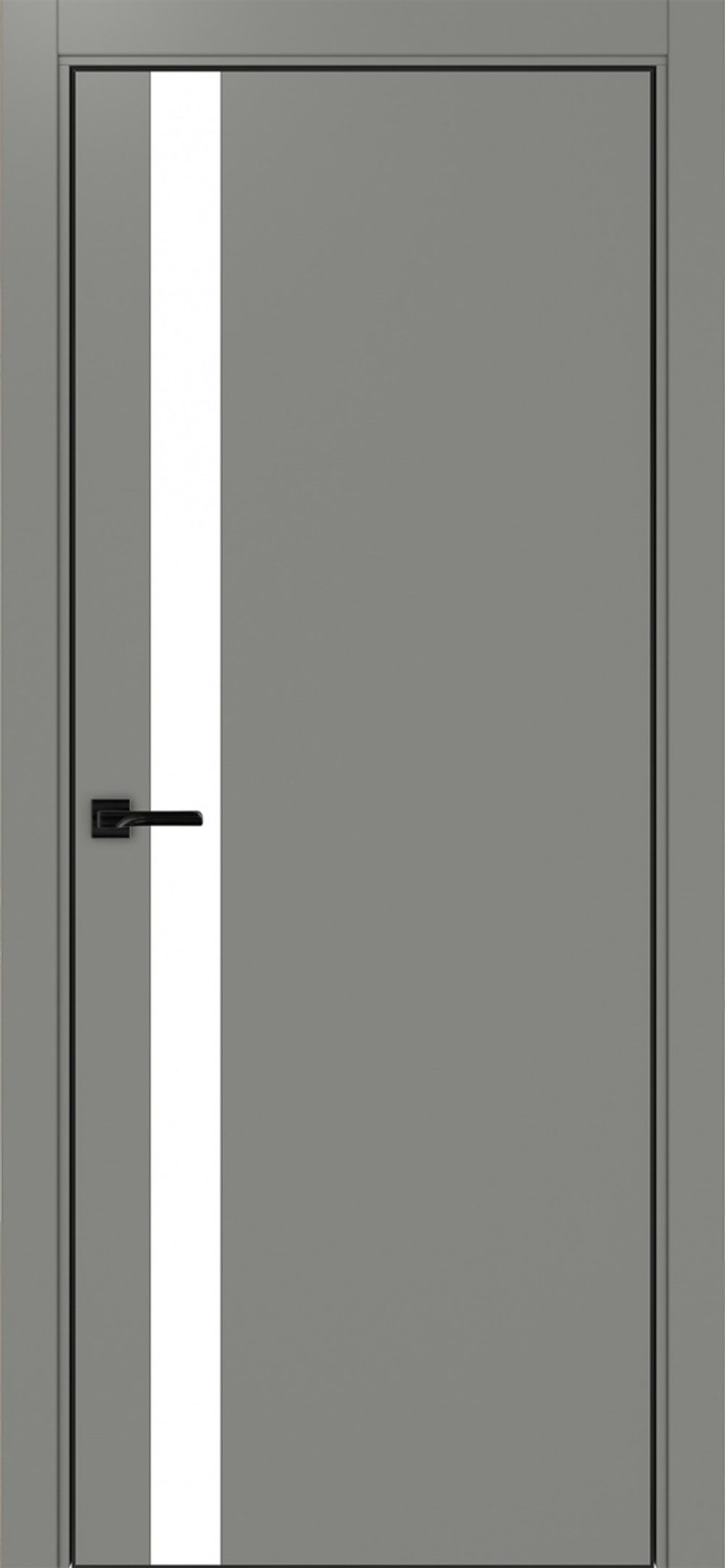 Межкомнатная дверь Optima Porte НЕАПОЛЬ 211 Белое стекло, Алюминиевая кромка SB (матовый чёрный) с 4-х сторон