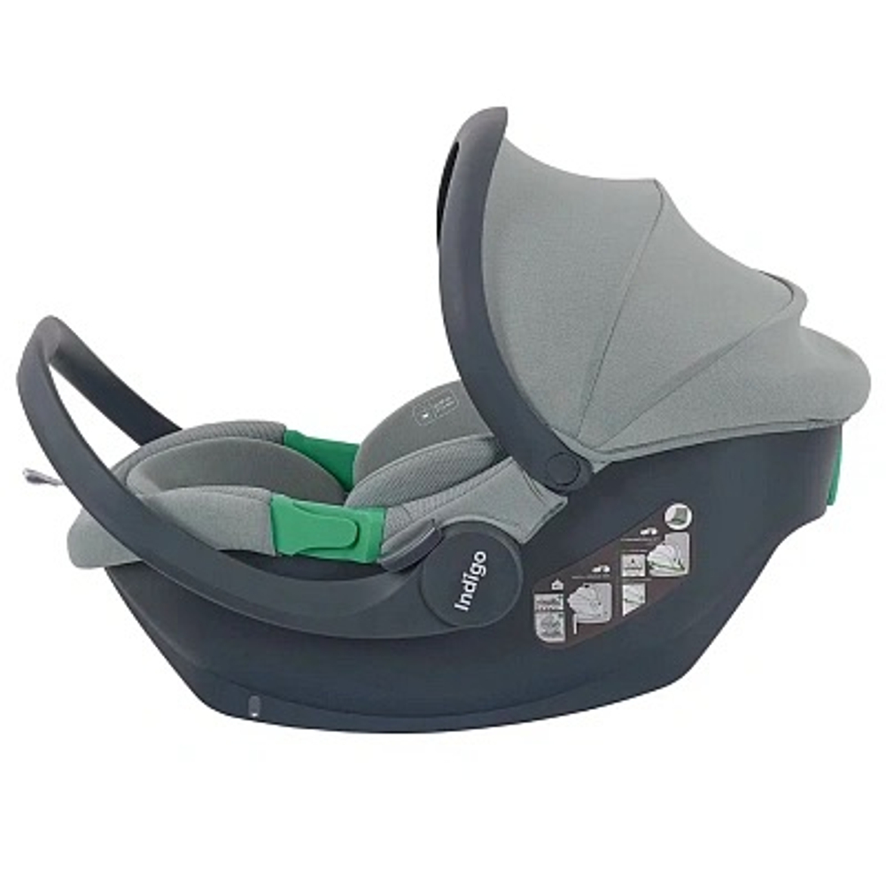 Автолюлька Indigo Minky I-Size с базой 0+ (40-87см) светло-серый