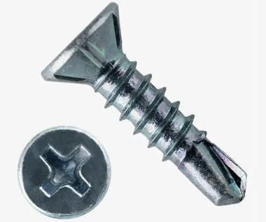 Саморез оконный 3,9х19 потай, белый цинк, сверло (1000ф)