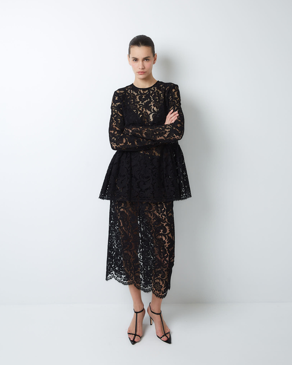 Топ из кружева Рьешар Мареско черный