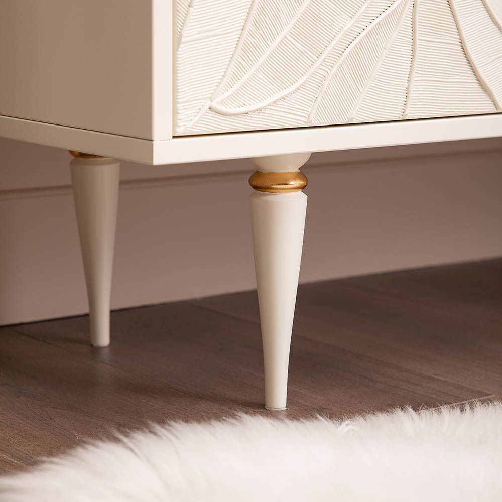 Тумба под ТВ Арт Колор leaves 117см Классик Голд Кремовый белый