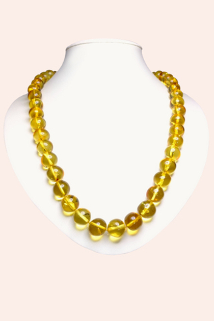 Бусы из лимонного янтаря форма мятый шар