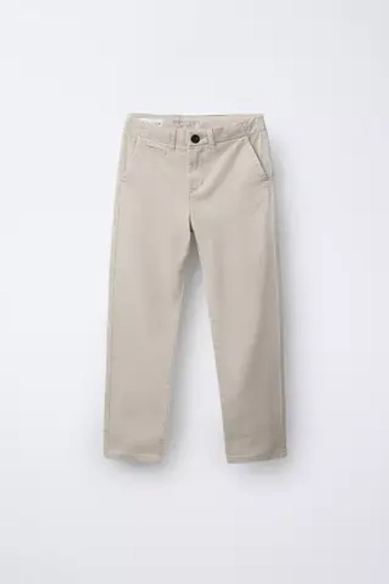 ZARA БАЗОВЫЕ БРЮКИ SLIM ЧИНОС, ПЕСОЧНЫЙ