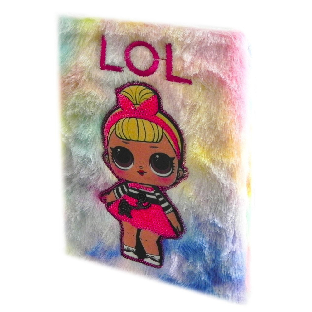 Записная книжка 15 см * 21 см, 7БЦ, Alingar, плюш, аппликация, 80 л., клетка, "Малышка в косынке"