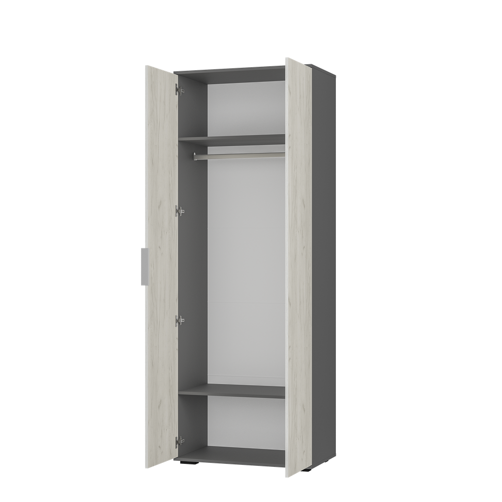 ПЛАЗА шкаф ШК-04 Графит/дуб крафт белый БТС