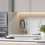 Смеситель для кухни Sancos Orta с гибким изливом, цвет брашированное золото/черный, PVD покрытие, арт. SC4008BG