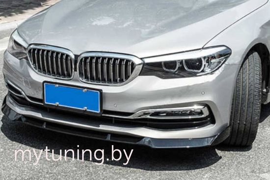 Юбка переднего бампера глянцево - черный V.1 для BMW 5 G30 G31 2017+ Sedan Touring