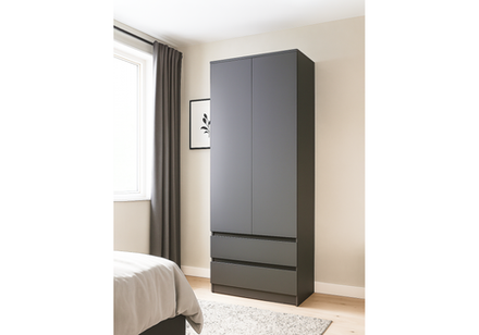 Шкаф Woodville Сибити двухстворчатый графит серый