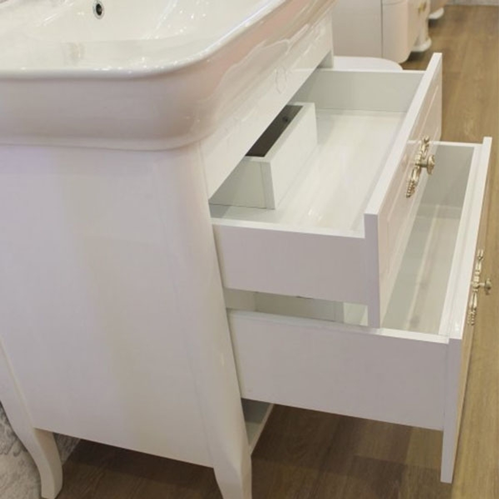 Тумба под раковину BelBagno Prado 80 резные ручки Bianco Laccato Lucido