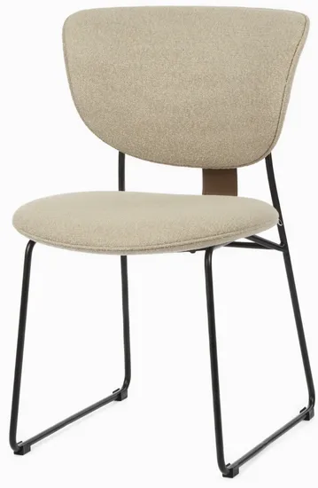 Обеденный стул Murten мягкая бежевая обивка, металлический черный каркас 