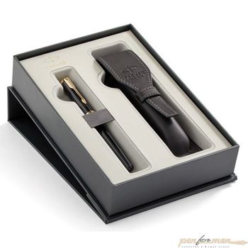 Набор Parker Sonnet LaqBlack GT перьевая ручка M и чехол (2018971)
