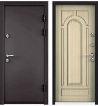 Дверь металлическая Family Eco Букле шоколад Ларче бьянко Е-102