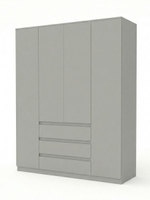Шкаф 160х50х220, Марм, для одежды распашной 4 двери 3 ящика со штангой и полками, лунный камень, Dipriz