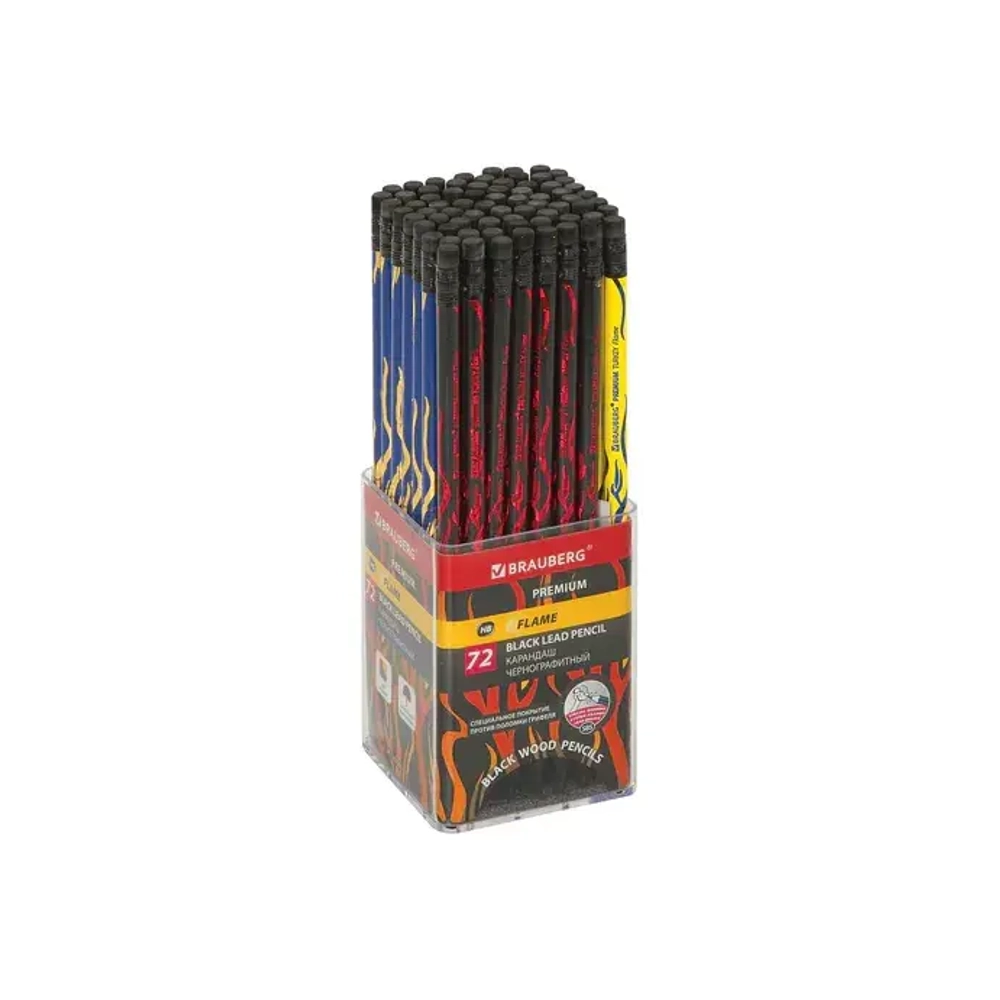 Карандаш чернографитный BRAUBERG PREMIUM TURKEY Flame, ластик 181565