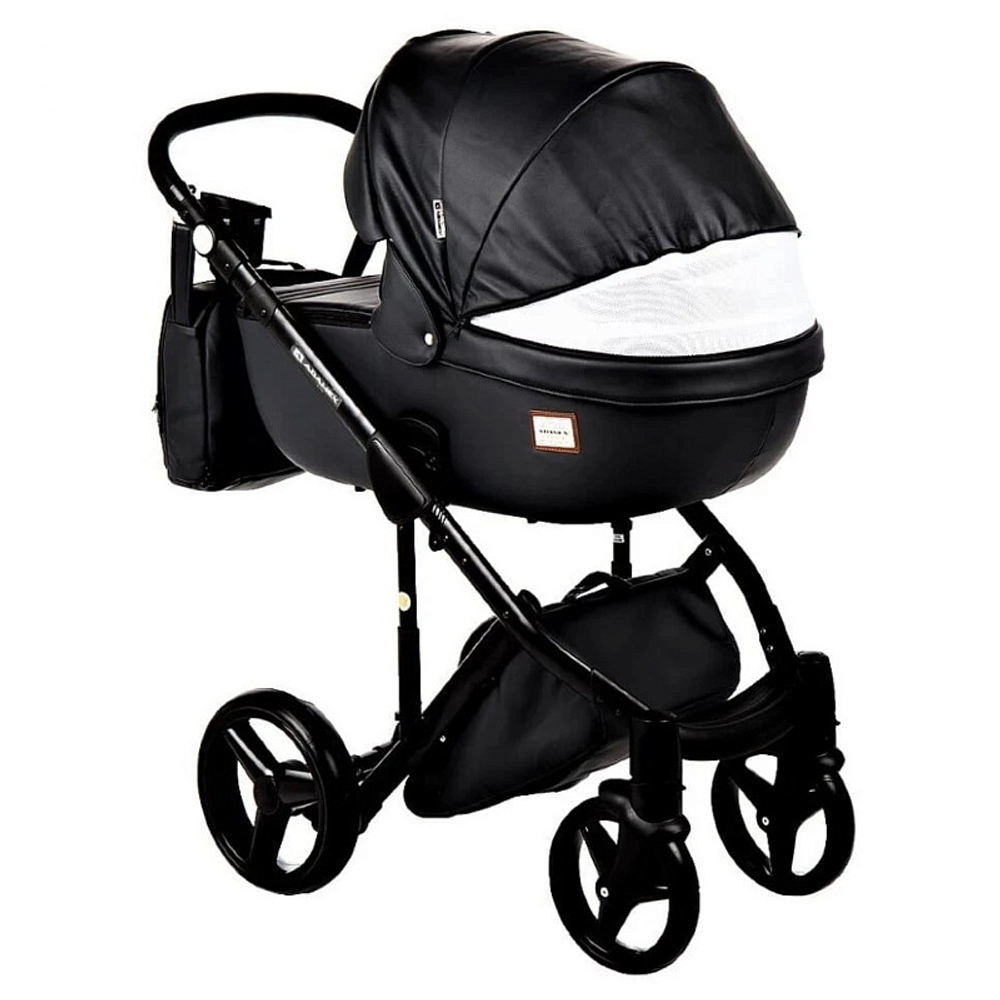 Детская коляска Adamex Luciano Deluxe 2 в 1 61S (ЧЕРНАЯ 100% КОЖА)