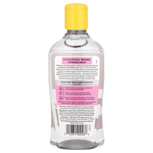 Dickinson Brands, Original Witch Hazel, увлажняющий тоник с розовой водой, без спирта, 473 мл (16 жидк. унц.)