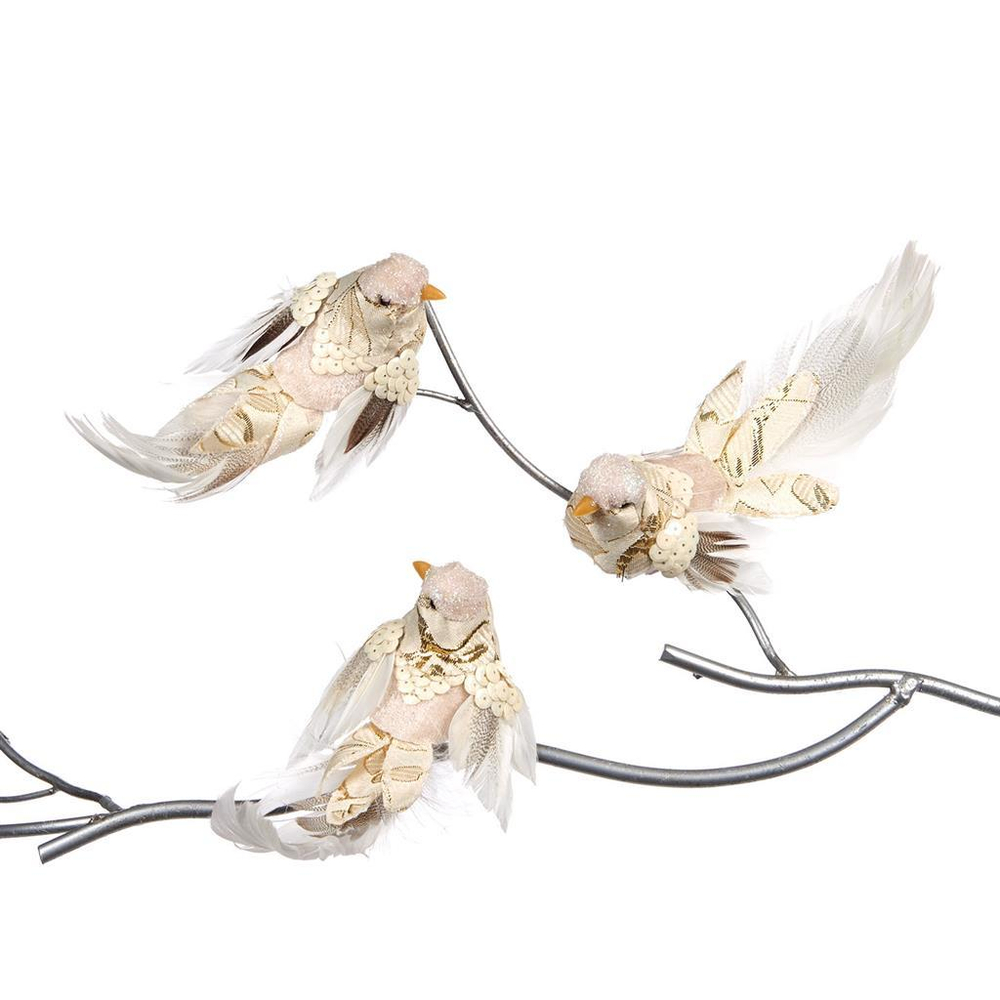 Птички на клипсе золото 17см Goodwill Bird On Clip