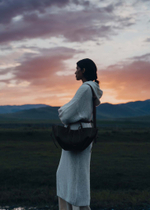 Сумка Polene Cyme Mini EDITION TEXTURED BLACK WITH ECRU STITCHING