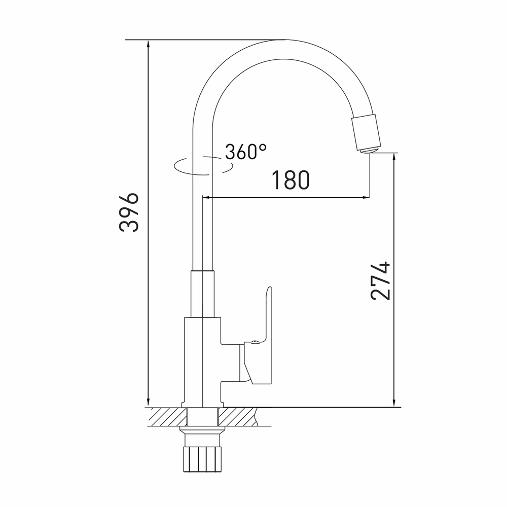 Смеситель для кухни 35к MIXLINE ML35-098 гибкий излив, б/отв, боковая, белый