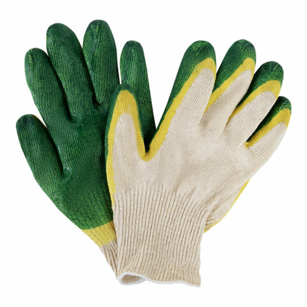 Перчатки хлопчатобумажные износостойкие ДВОЙНОЙ облив, 13 класс, КОМПЛЕКТ 100 ПАР, LAIMA ЛЮКС