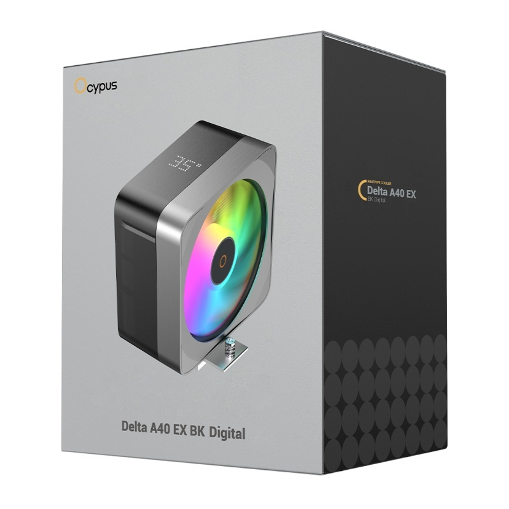 Кулер для процессора Ocypus Delta A40 EX BK Digital, 120mm ARGB FAN, Display, 4 HEAT PIPES, 500-1800 RPM, 29DBA