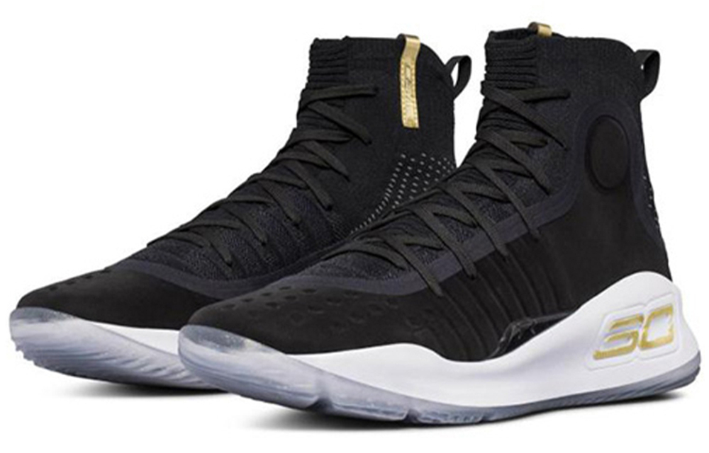 Under Armour Curry 4 Curry 4 shock absorption non-slip high-top actual combat basketball shoes men's black gold