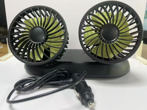 12V / Вентилятор автомобильный, с автовизиткой, двойной, поворотный