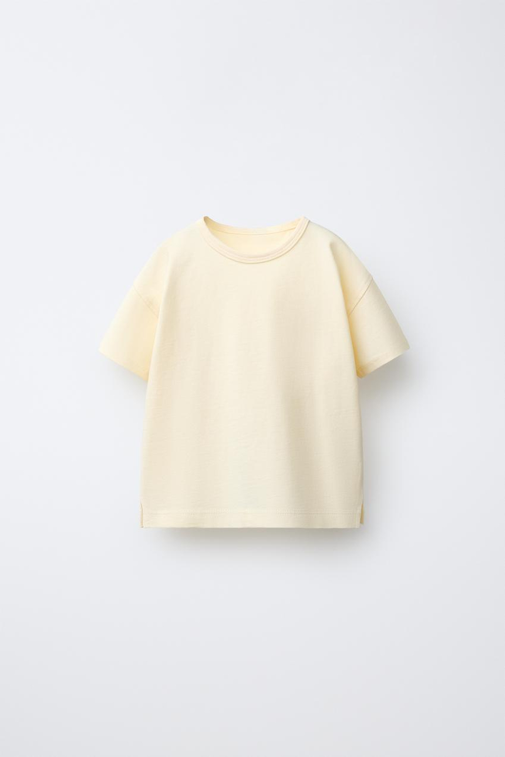 ZARA ОДНОТОННАЯ ФУТБОЛКА, КРЕМОВЫЙ