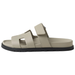 Hermes Chypre Calfskin Round Toe Open Toe Slippers Women's Gray, H222299Z NL