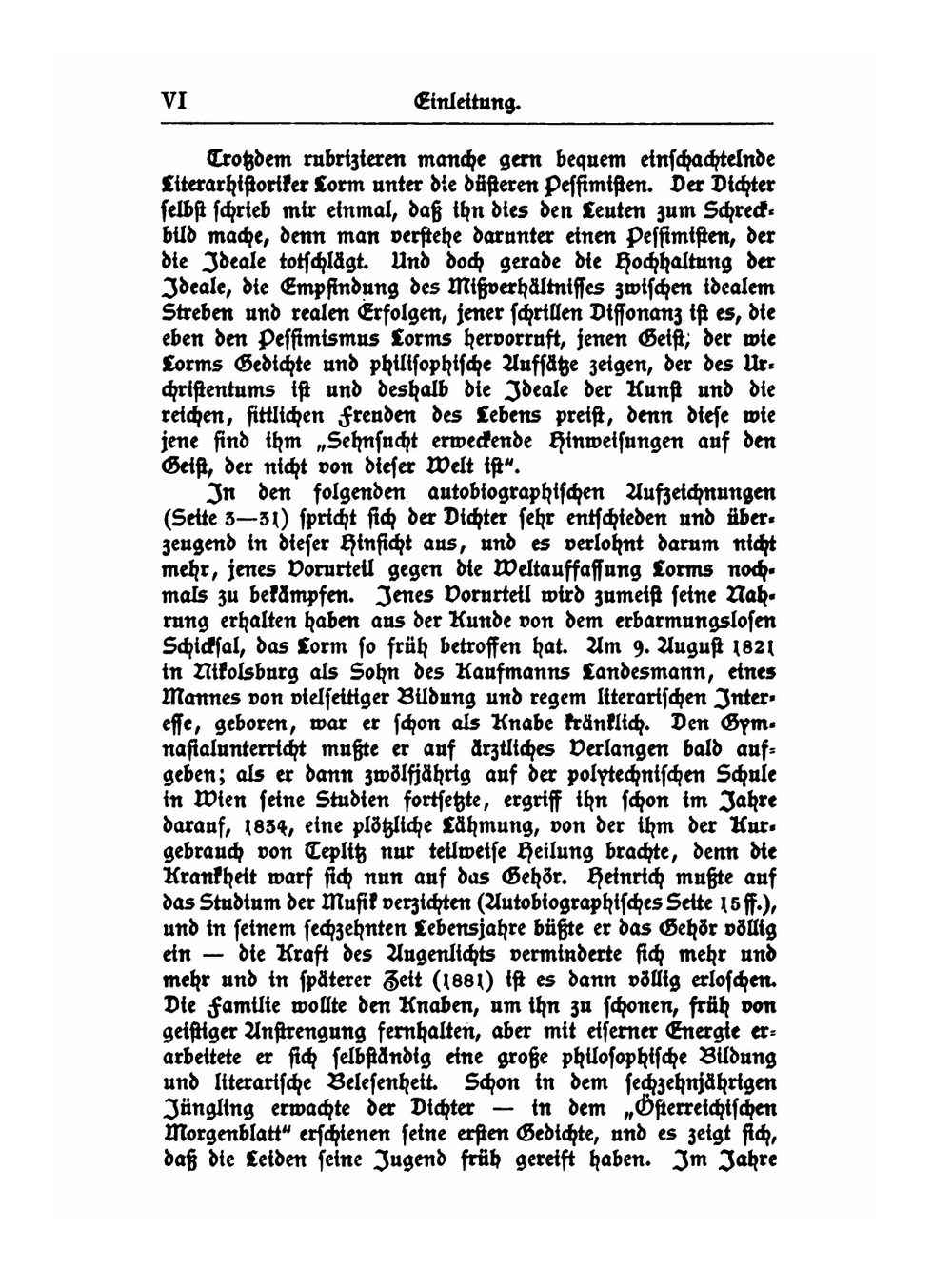 Hieronymus Lorm Bekenntnisblätter. Verstreute Und Hinterlassene Aufzeichnungen Eines Dichterphilosophen | Heinrich Landesmann