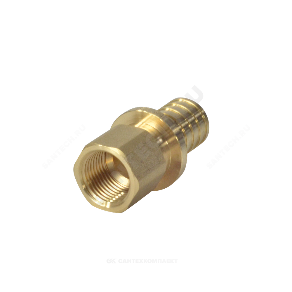 Муфта для PE-X труб аксиальная латунь Дн 20х3/4" ВР РОС