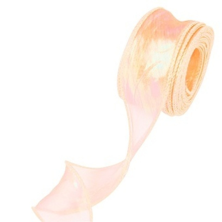 Лента декоративная (4 см*9,14 м) Органза с леской Шампань Хамелеон